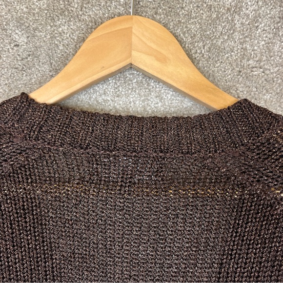 Jones New York Cardigan Womens Medium Brown Metallic Button Front Pockets- 9763* - Picture 9 of 11